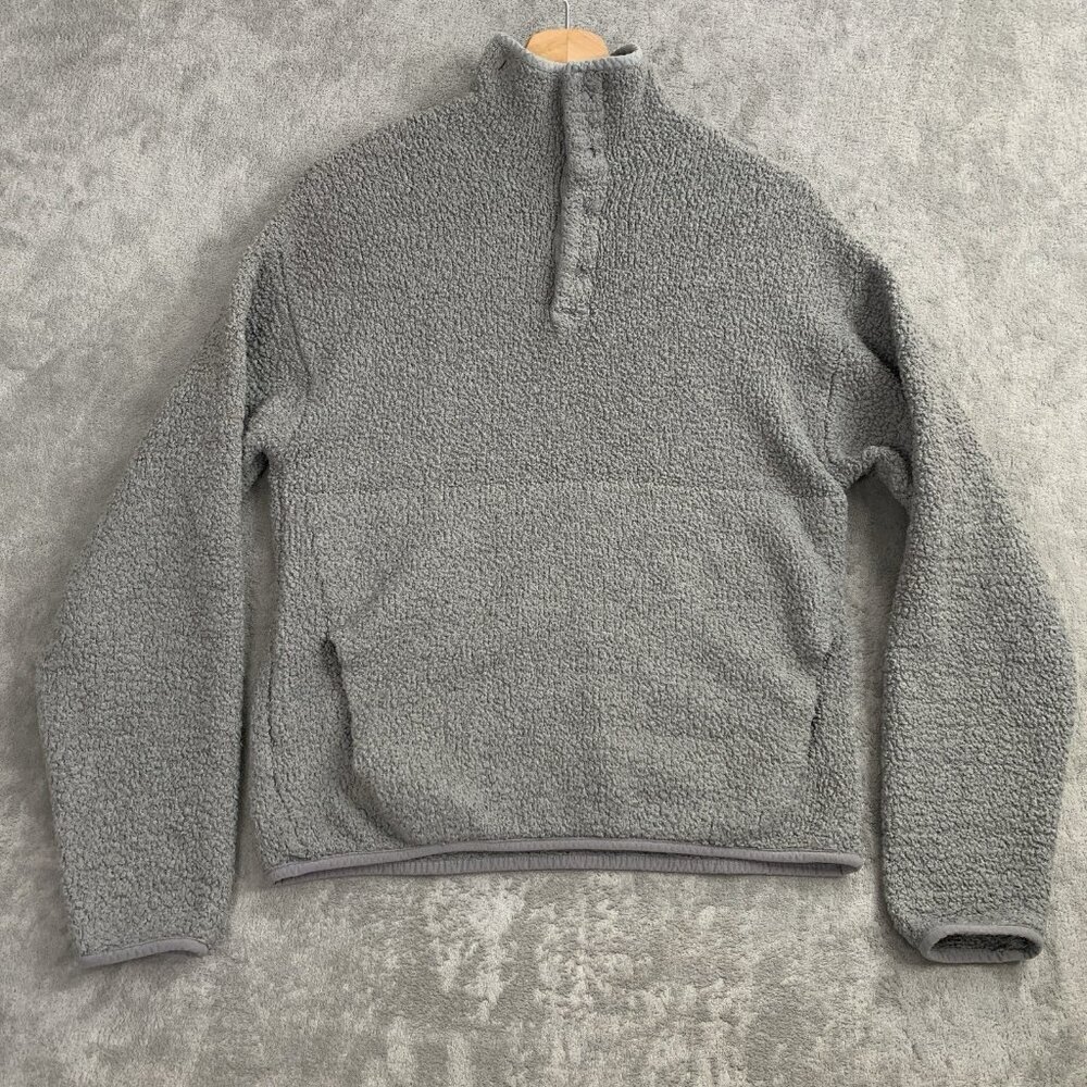SKIMS Sweater Womens XXS Cozy Knit Pullover Gray 1/4 Snap Loungewear Fleece